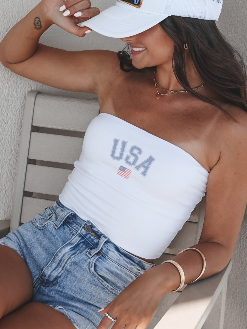 USA Patriotic Tube Top Tank - double lined NWT Medium M Preppy Top